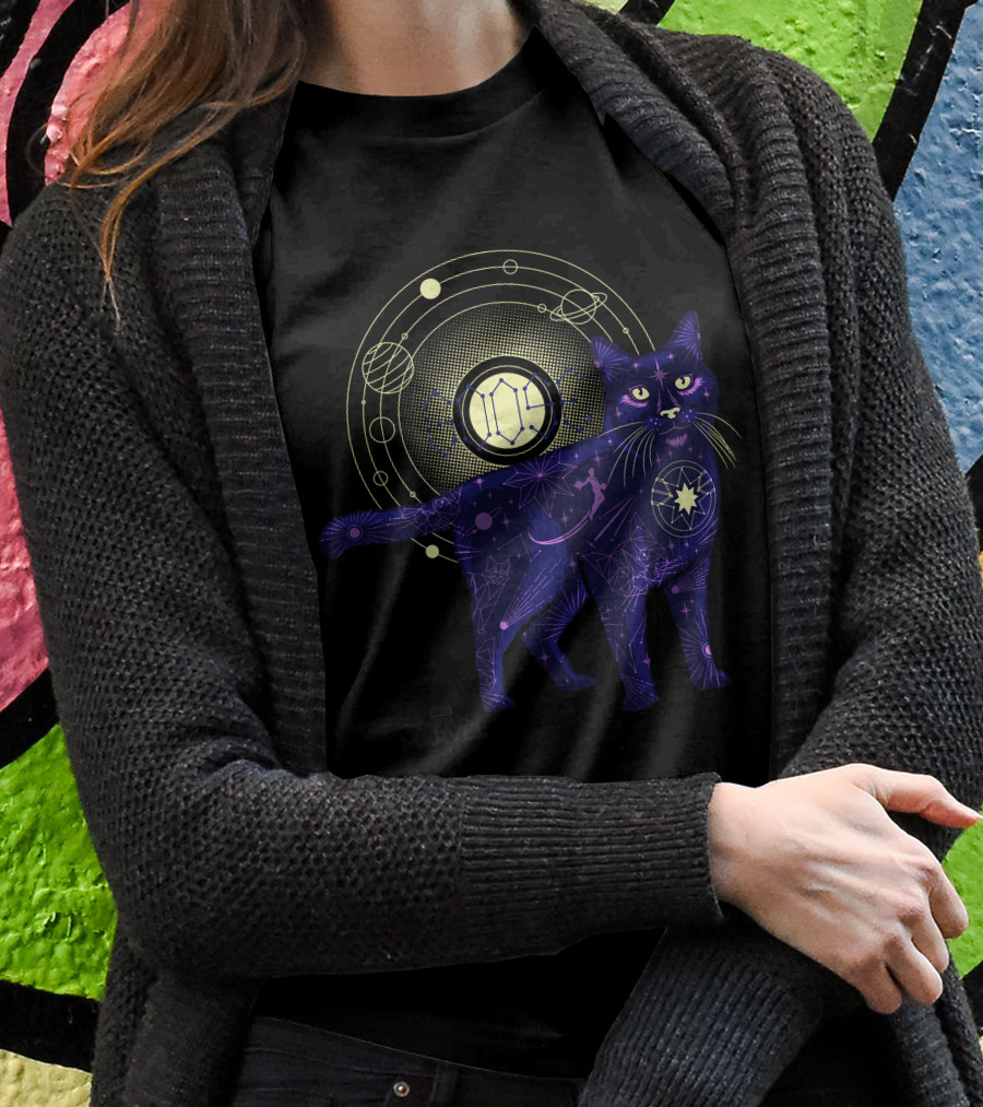 Captain Marvel Movie Goose Cat Geometric Galaxy T-Shirt