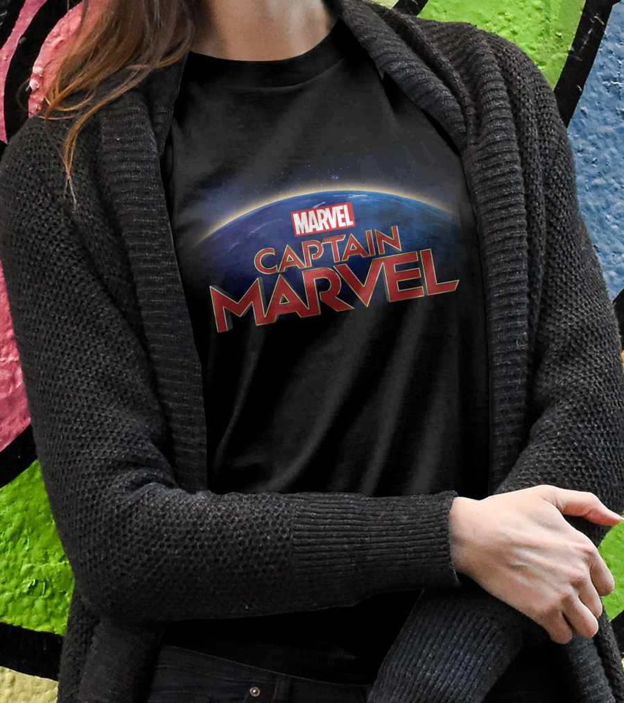 MARVEL Captain Marvel Over Earth Movie T-Shirt