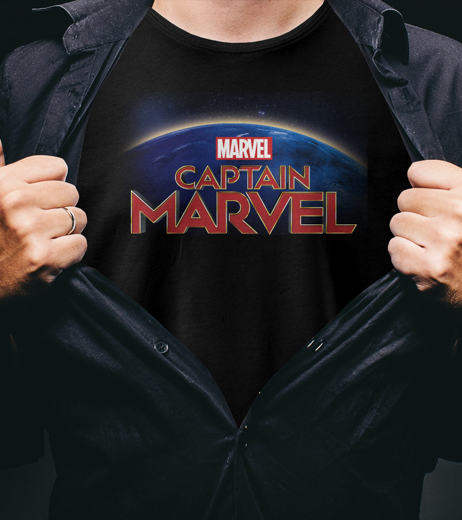 MARVEL Captain Marvel Over Earth Movie T-Shirt