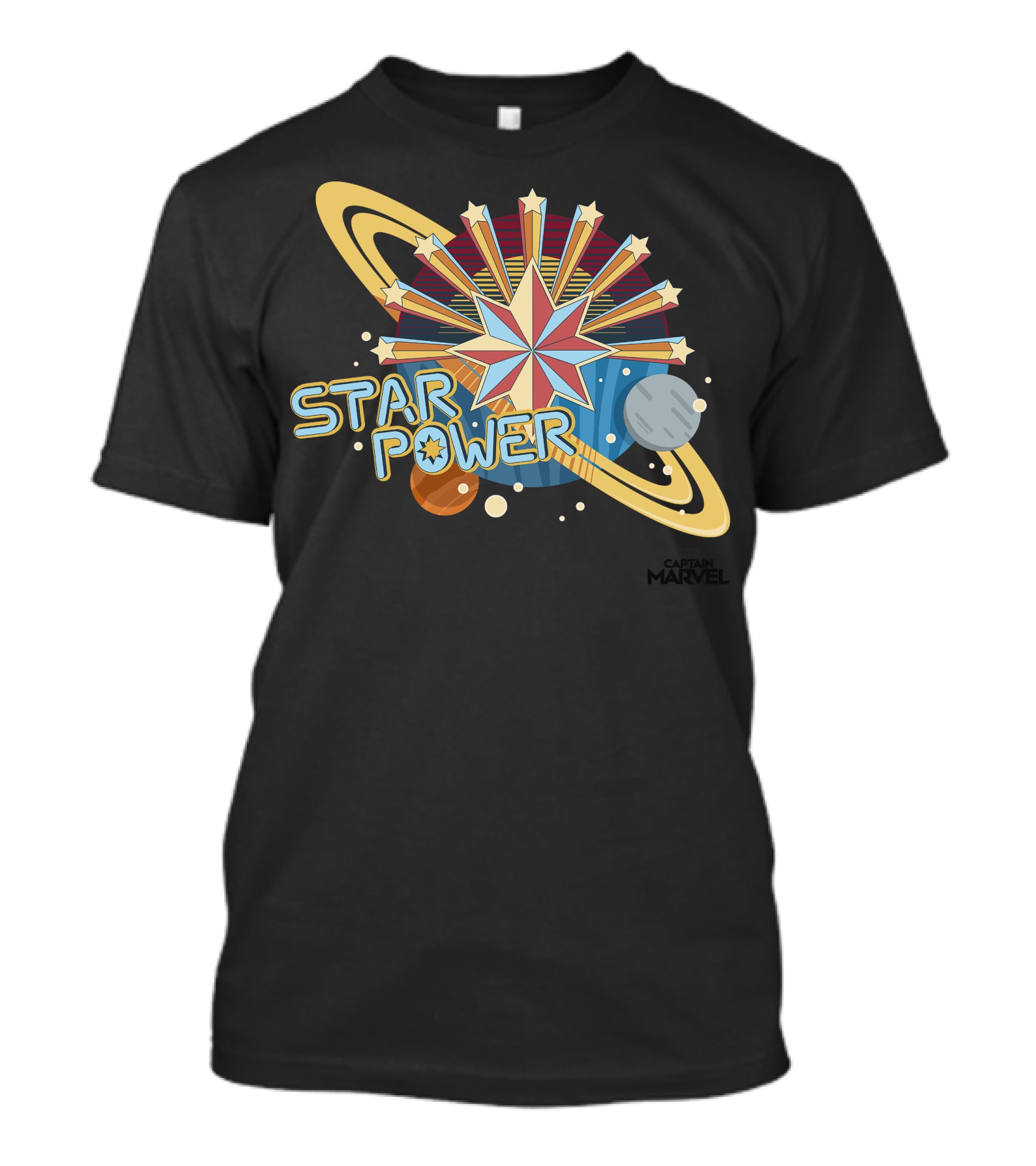 Captain Marvel Star Power Space Symbols T-Shirt
