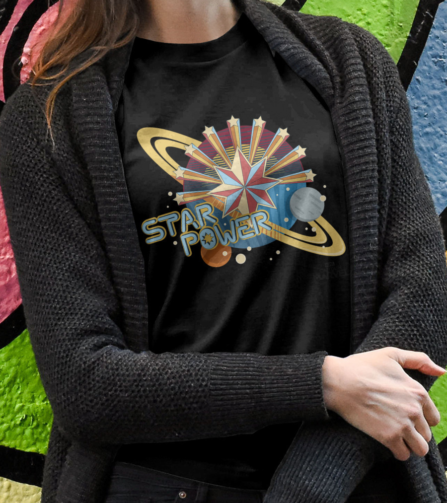 Captain Marvel Star Power Space Symbols T-Shirt