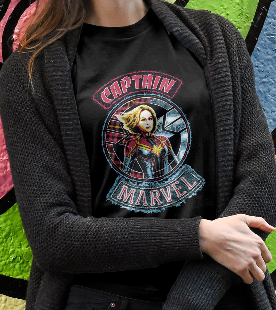 Captain Marvel Stitched Patched Emblem T-Shirt