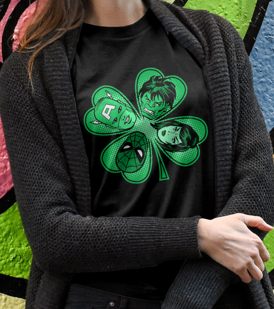 Marvel Avengers Shamrock Captain Spider Hulk Widow T-Shirt