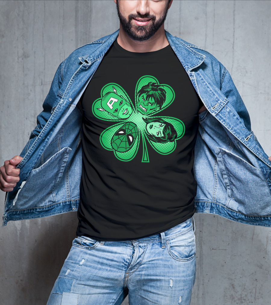 Marvel Avengers Shamrock Captain Spider Hulk Widow T-Shirt