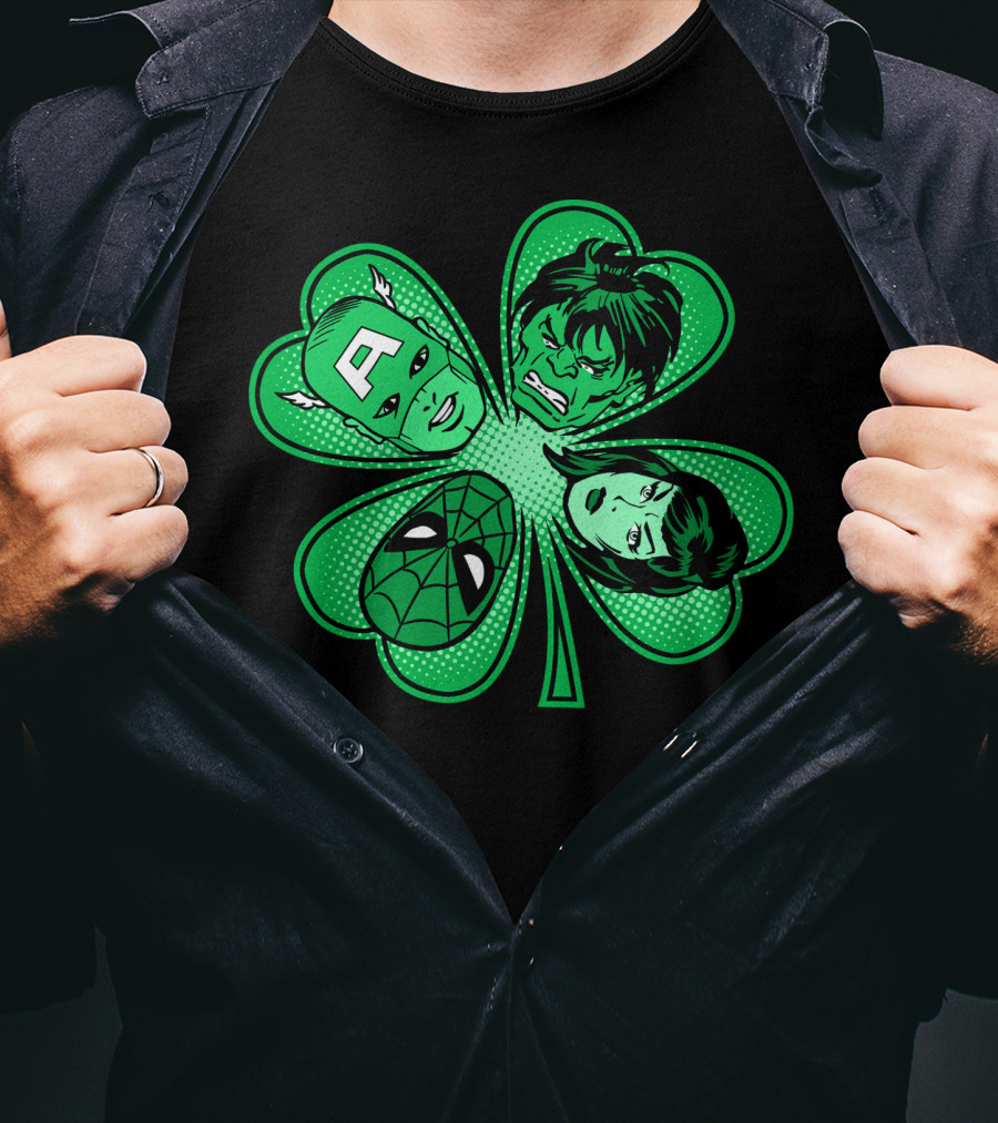 Marvel Avengers Shamrock Captain Spider Hulk Widow T-Shirt