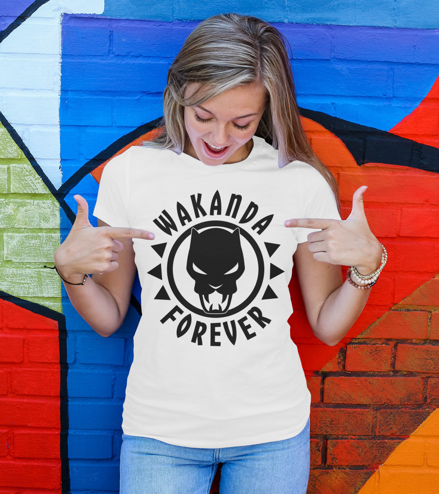 Wakanda Forever Black Panther Circle Panther T-Shirt