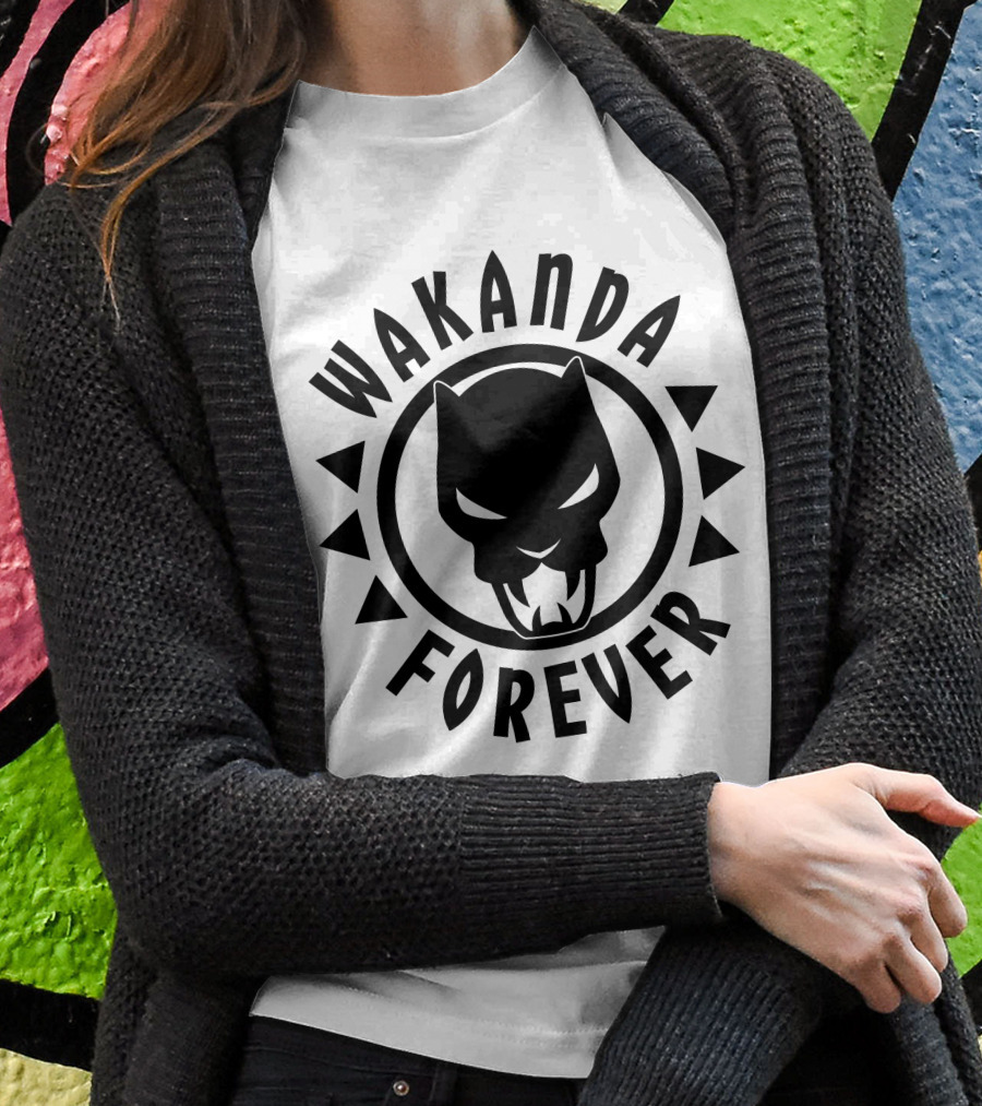 Wakanda Forever Black Panther Circle Panther T-Shirt