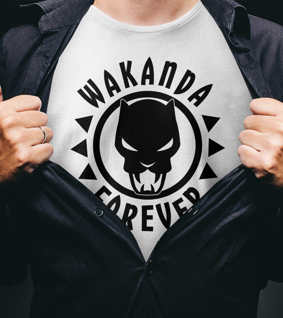 Wakanda Forever Black Panther Circle Panther T-Shirt