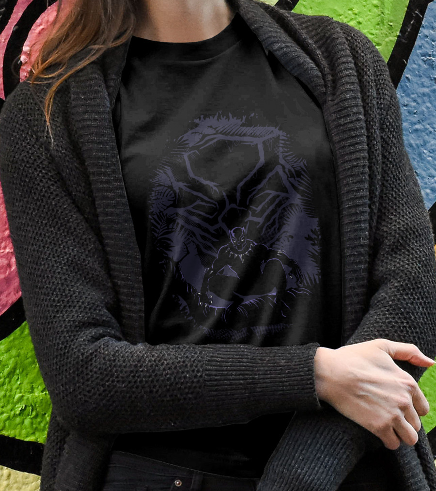 Marvel Black Panther Forest Silhouette Panther Branches T-Shirt