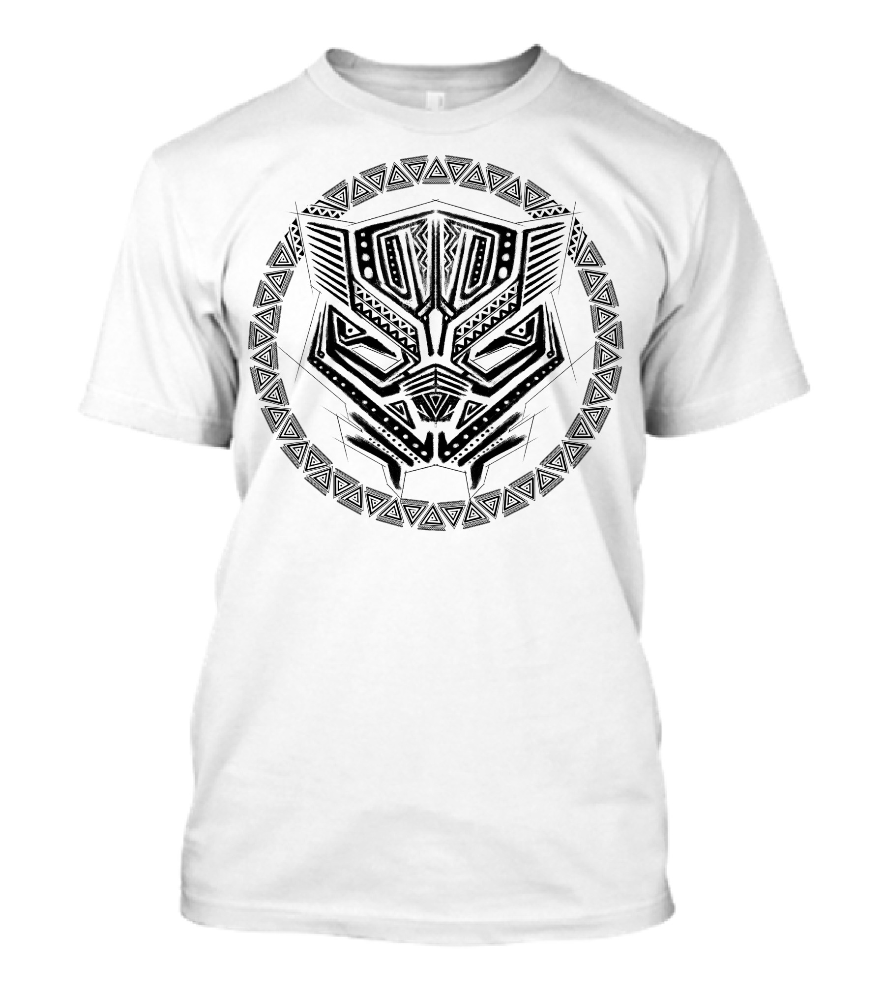 Black Panther Tribal Mask Geometric Circle Marvel T-Shirt