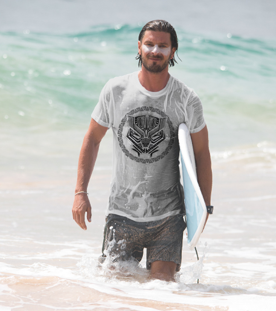 Black Panther Tribal Mask Geometric Circle Marvel T-Shirt