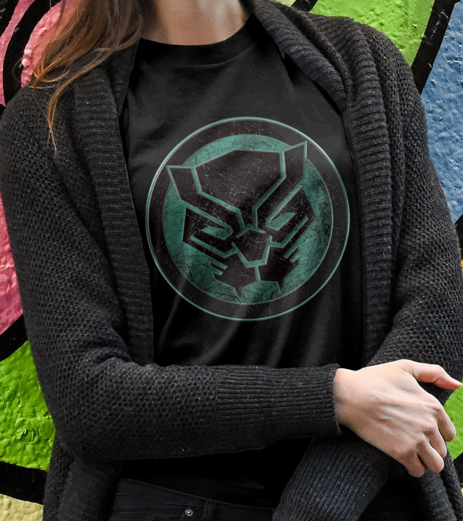 Marvel Black Panther Distressed Green Emblem Circle T-Shirt