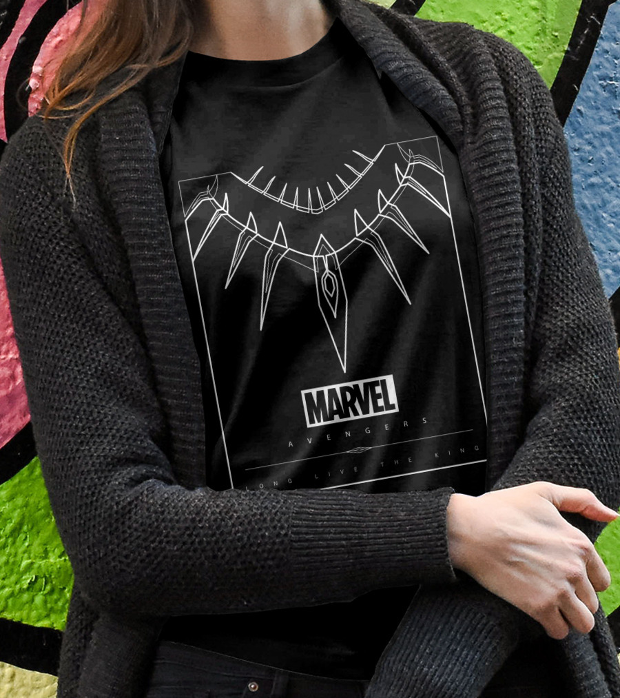 Marvel Avengers Black Panther Long Live The King Necklace T-Shirt