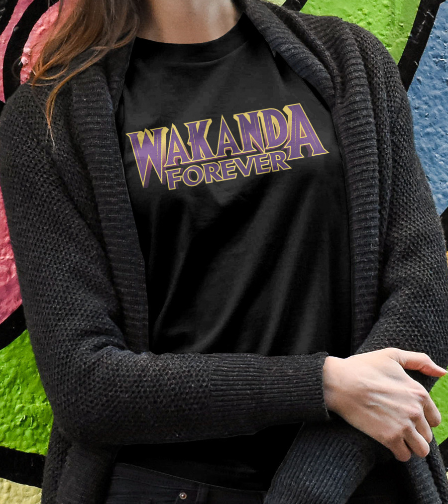 Marvel Black Panther Wakanda Forever Bold Iconic Lettering T-Shirt