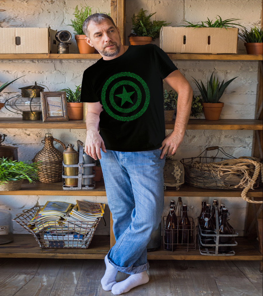 Marvel Captain America Green Shamrock Star Emblem T-Shirt