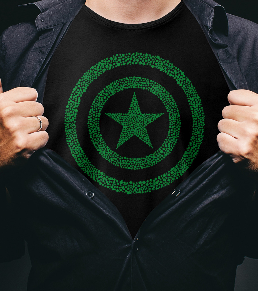 Marvel Captain America Green Shamrock Star Emblem T-Shirt