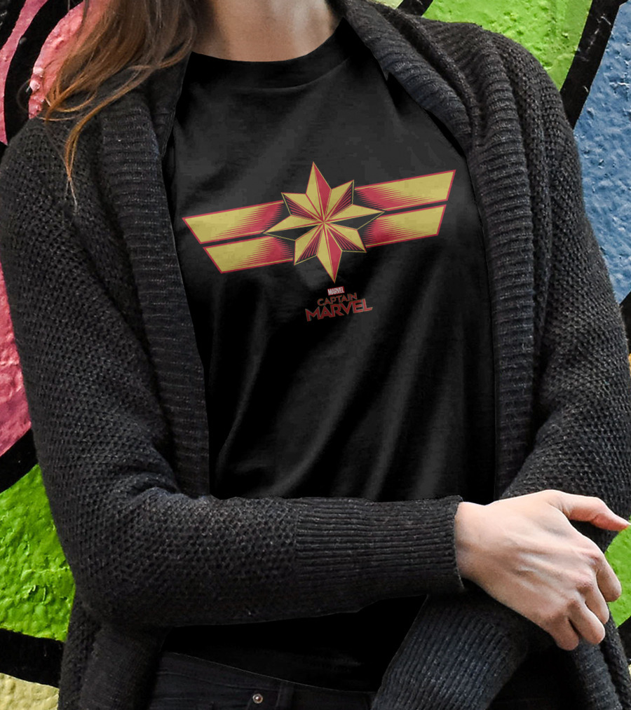 Marvel Captain Marvel Star Emblem Red Yellow Chevron T-Shirt