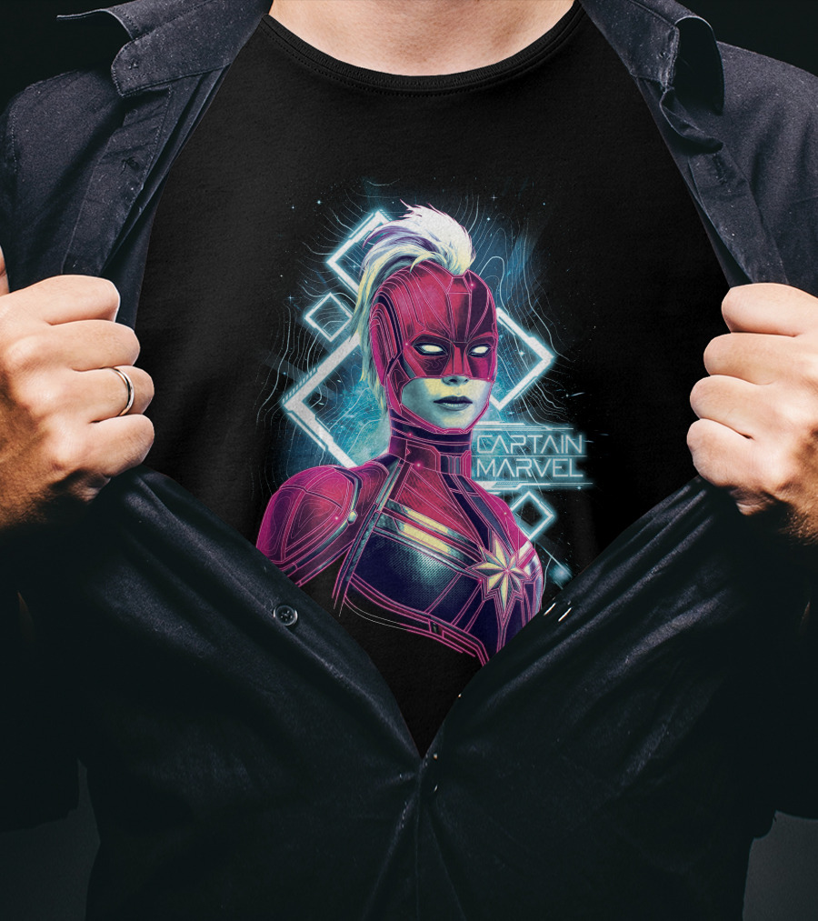 Marvel Captain Marvel Space Neon Glow T-Shirt