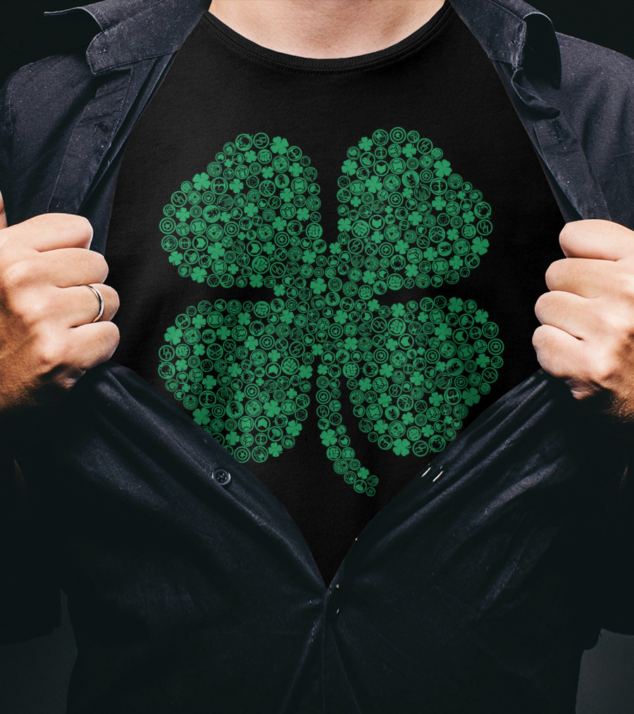 Marvel Hero Symbol Build Up Cloverleaf Icons T-Shirt