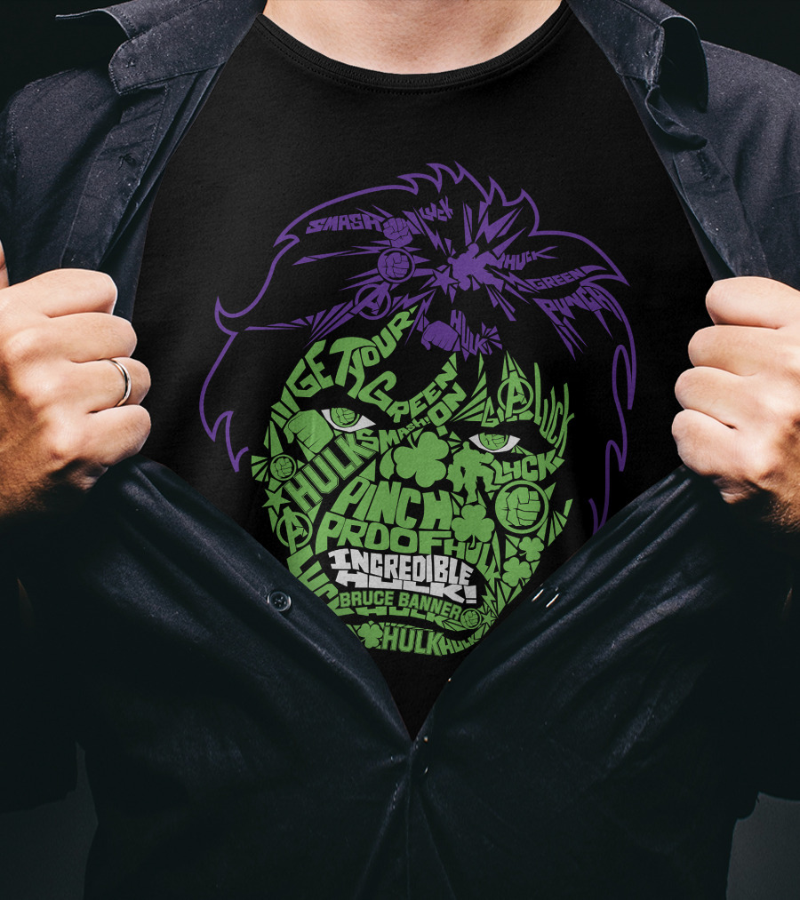 Incredible Hulk St. Patty's Luck Smash Bruce Banner Green Proof T-Shirt