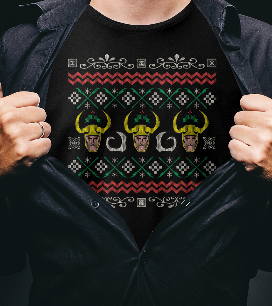 Loki Marvel Christmas Sweater Ugly Holiday T-Shirt