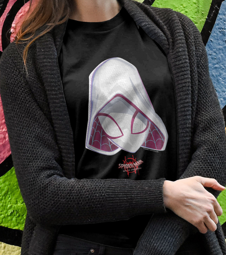 Spider-Man Into The Spider-Verse Spider-Gwen Mask Marvel T-Shirt