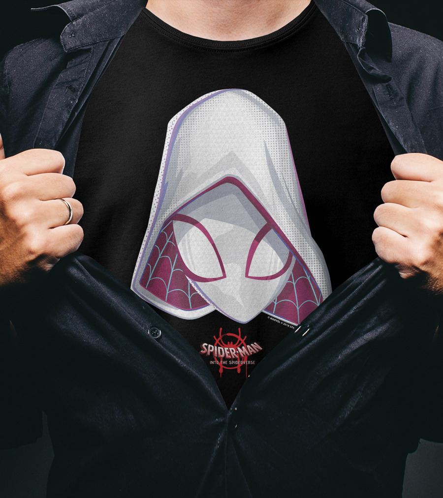 Spider-Man Into The Spider-Verse Spider-Gwen Mask Marvel T-Shirt