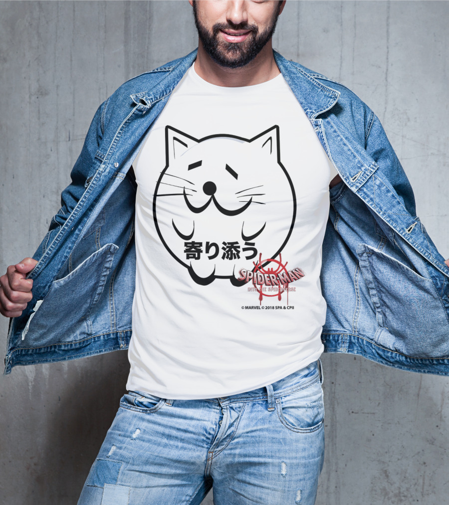 Marvel Spider-Man Into The Spiderverse Cat Sticker Japanese Text T-Shirt