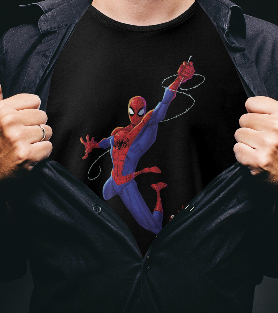 Spider-Man Into The Spider-Verse Classic Swing Action Marvel T-Shirt