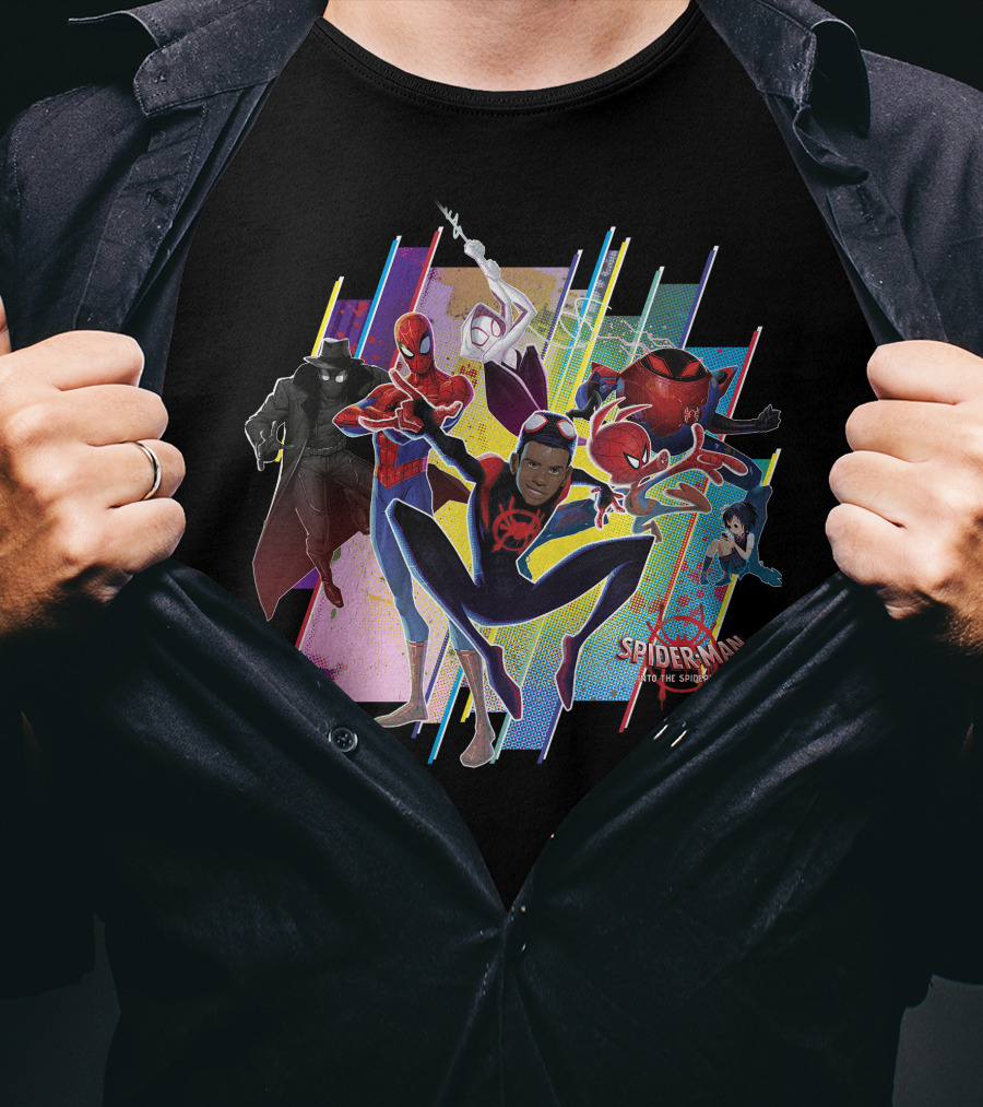 Spider-Man Into The Spiderverse Colorful Group Marvel T-Shirt