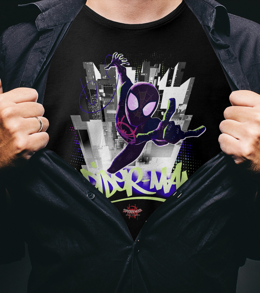 Spider-Man Spiderverse Graffiti City Marvel Iconic Swing Pose T-Shirt