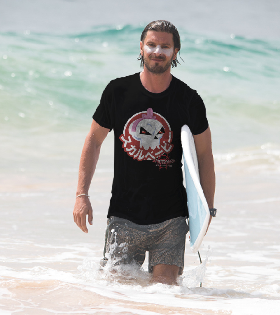 Spider-Man Into The Spider-Verse Skull Sticker Marvel T-Shirt