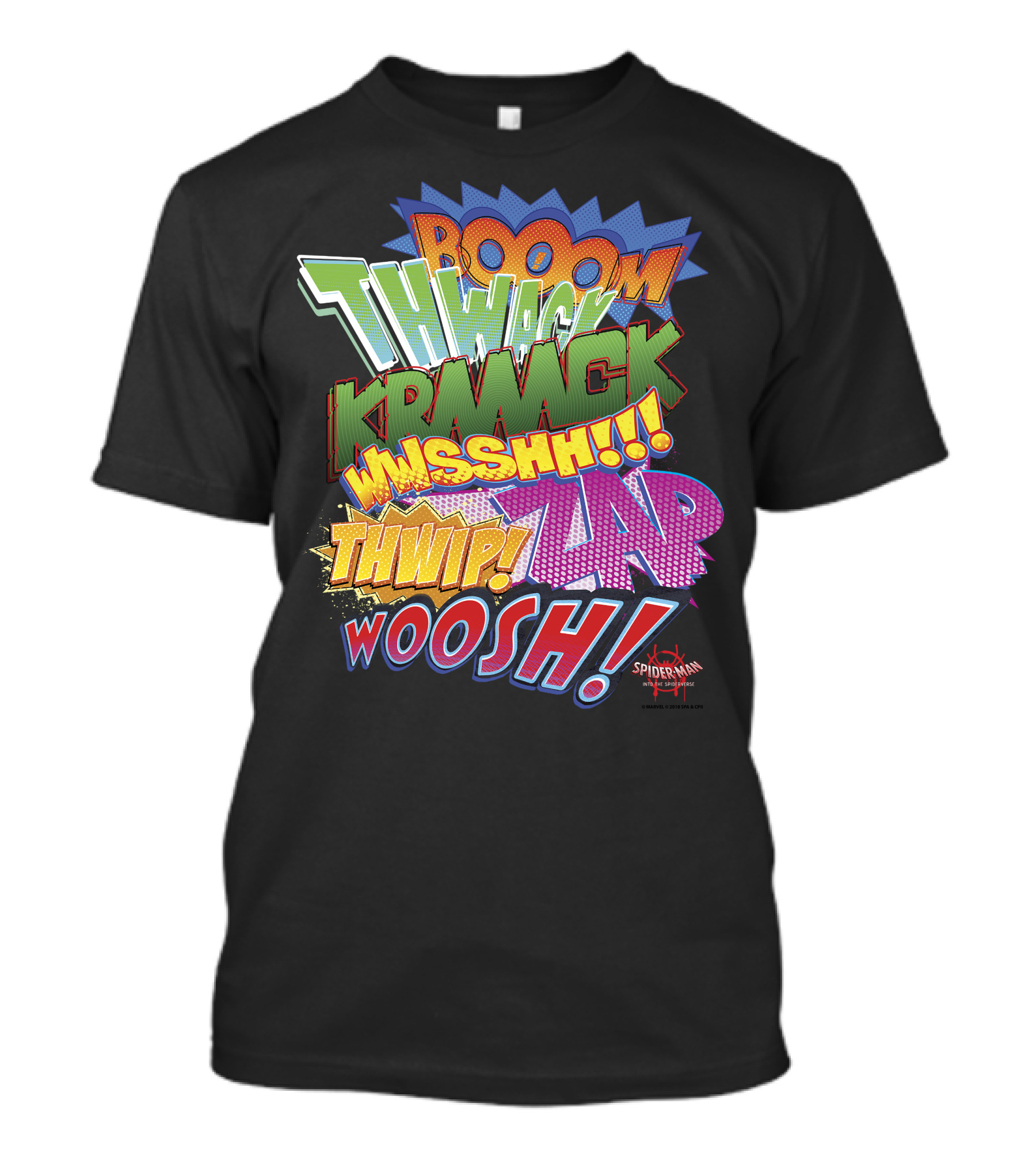 BOOOM THWACK KRRACK WHSSHH THWIP ZAP WOOSH Marvel Spider-Man Spiderverse T-Shirt