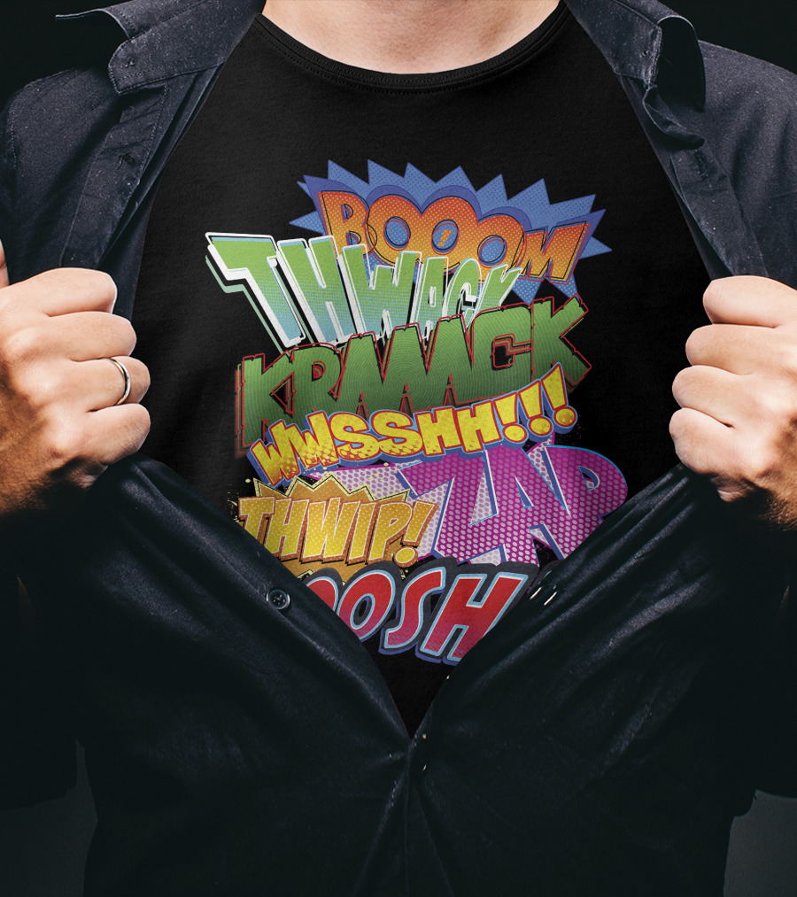 BOOOM THWACK KRRACK WHSSHH THWIP ZAP WOOSH Marvel Spider-Man Spiderverse T-Shirt