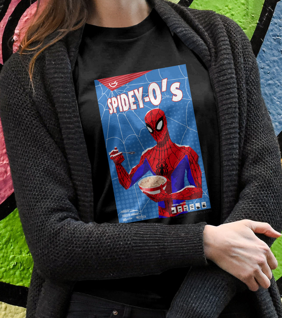 Marvel Spider-Man Spiderverse Spidey-Os Cereal Box Breakfast Comics T-Shirt