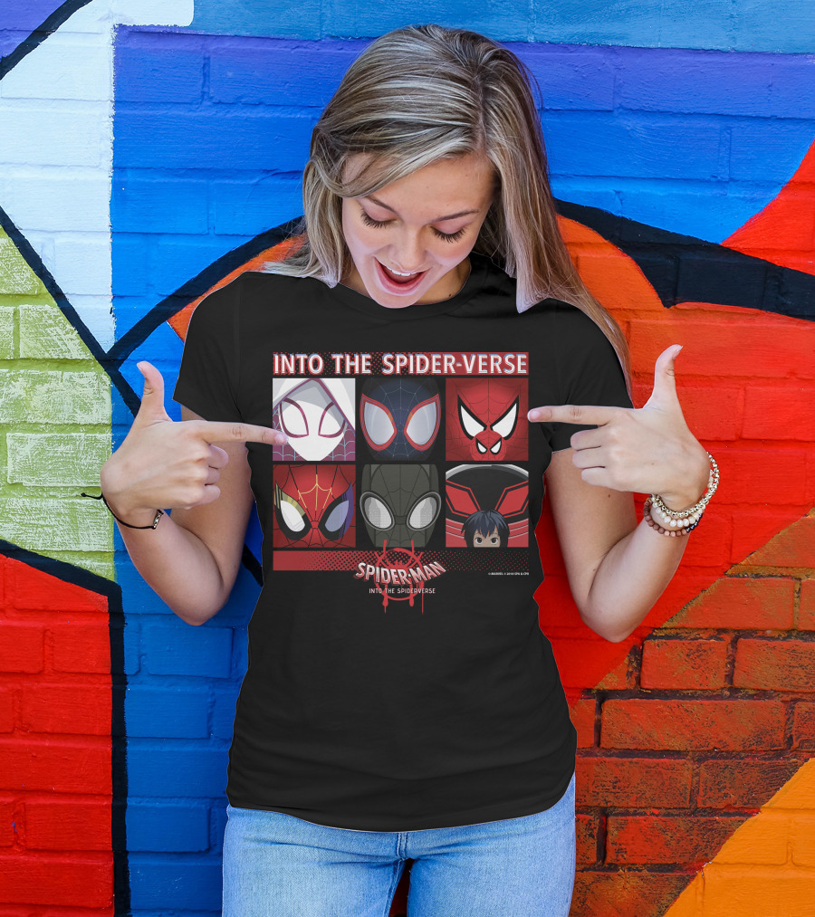Marvel Spider-Man Into The Spider-Verse Square Group T-Shirt