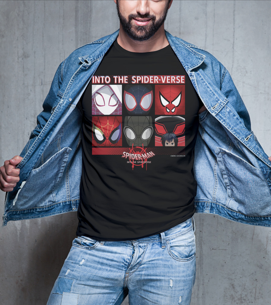 Marvel Spider-Man Into The Spider-Verse Square Group T-Shirt