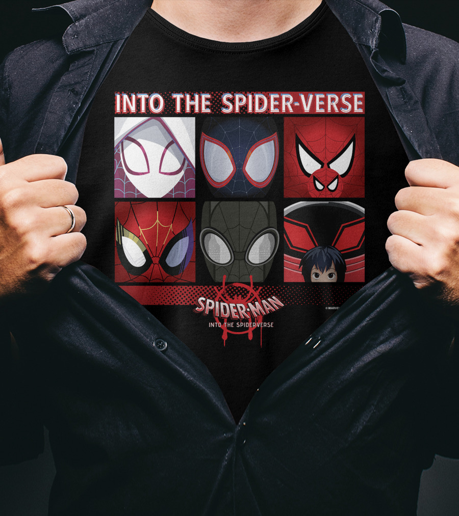 Marvel Spider-Man Into The Spider-Verse Square Group T-Shirt