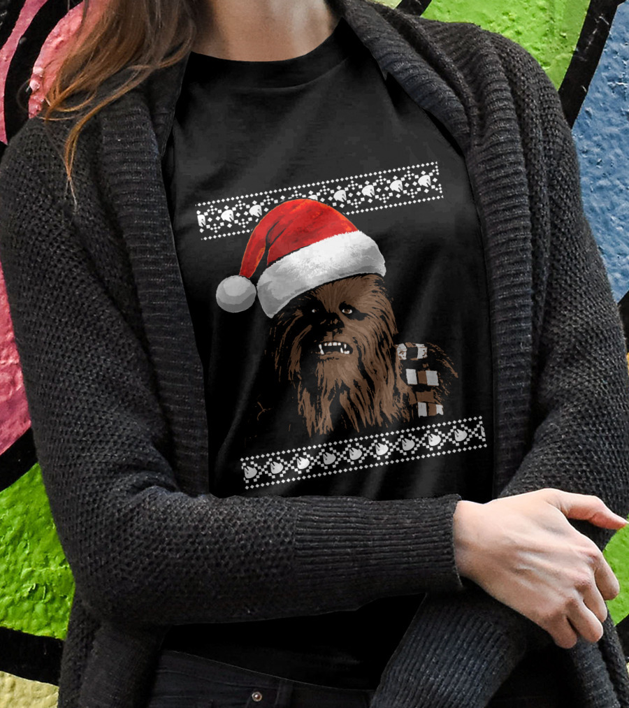 Chewbacca In Santa Hat Star Wars Holiday T-Shirt