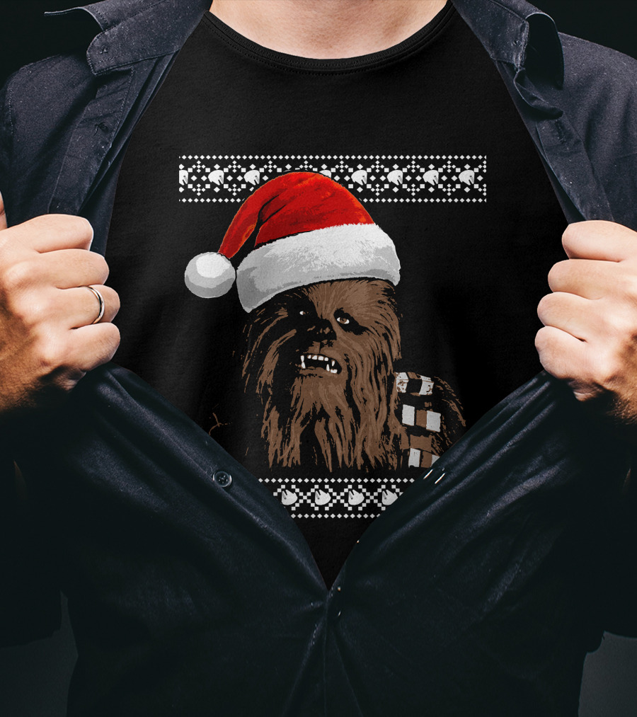 Chewbacca In Santa Hat Star Wars Holiday T-Shirt