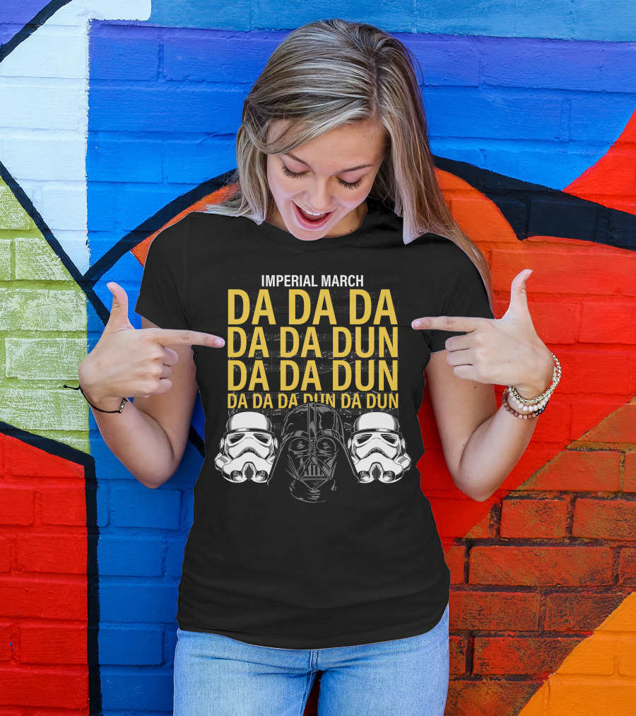 Star Wars Darth Vader Imperial March Da Da Da Stormtrooper Helmets T-Shirt