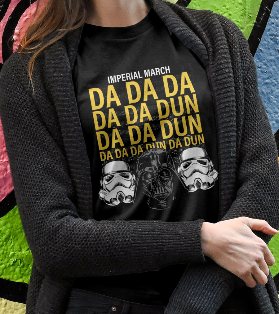 Star Wars Darth Vader Imperial March Da Da Da Stormtrooper Helmets T-Shirt