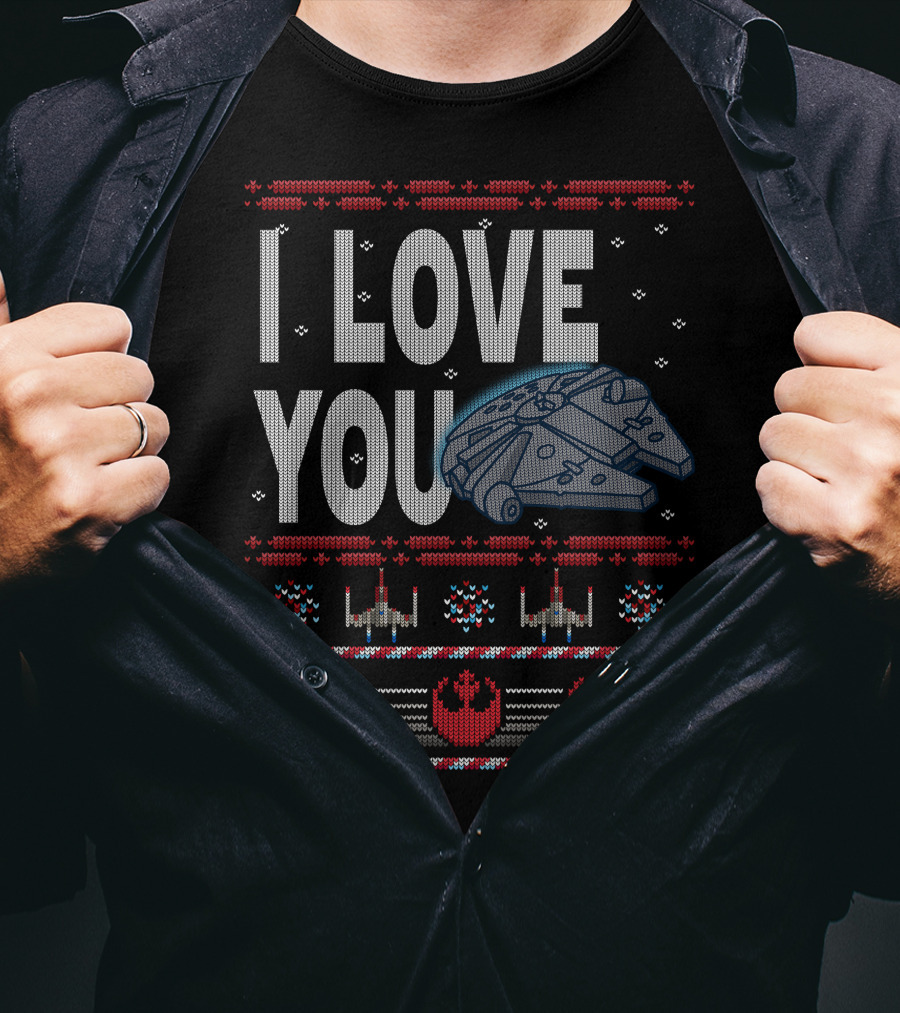 I Love You Star Wars Millennium Falcon X-Wing Rebel Icons T-Shirt