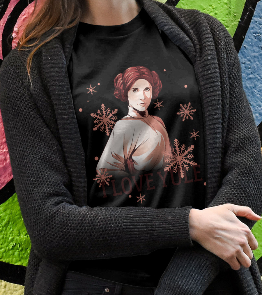 Star Wars Leia I Love Yule Christmas Snowflake Iconic Princess T-Shirt