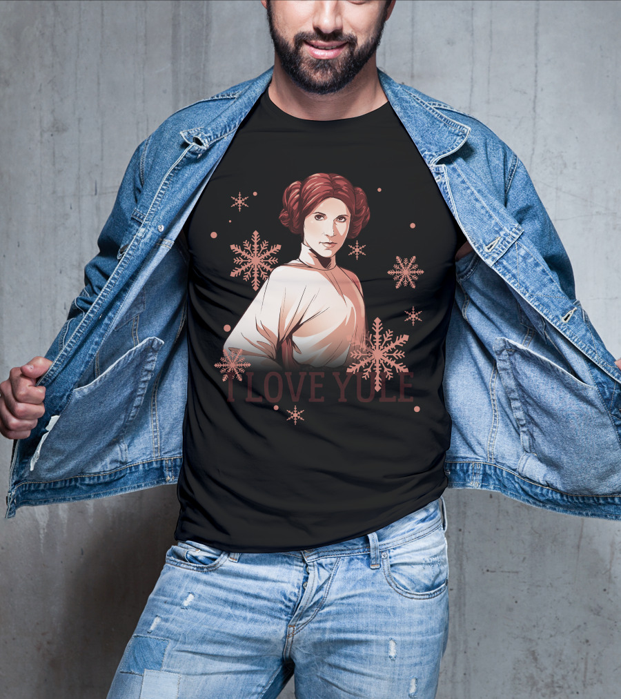 Star Wars Leia I Love Yule Christmas Snowflake Iconic Princess T-Shirt