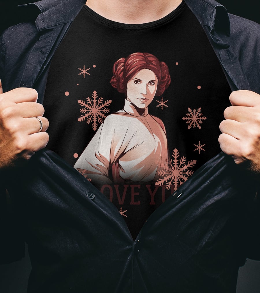 Star Wars Leia I Love Yule Christmas Snowflake Iconic Princess T-Shirt