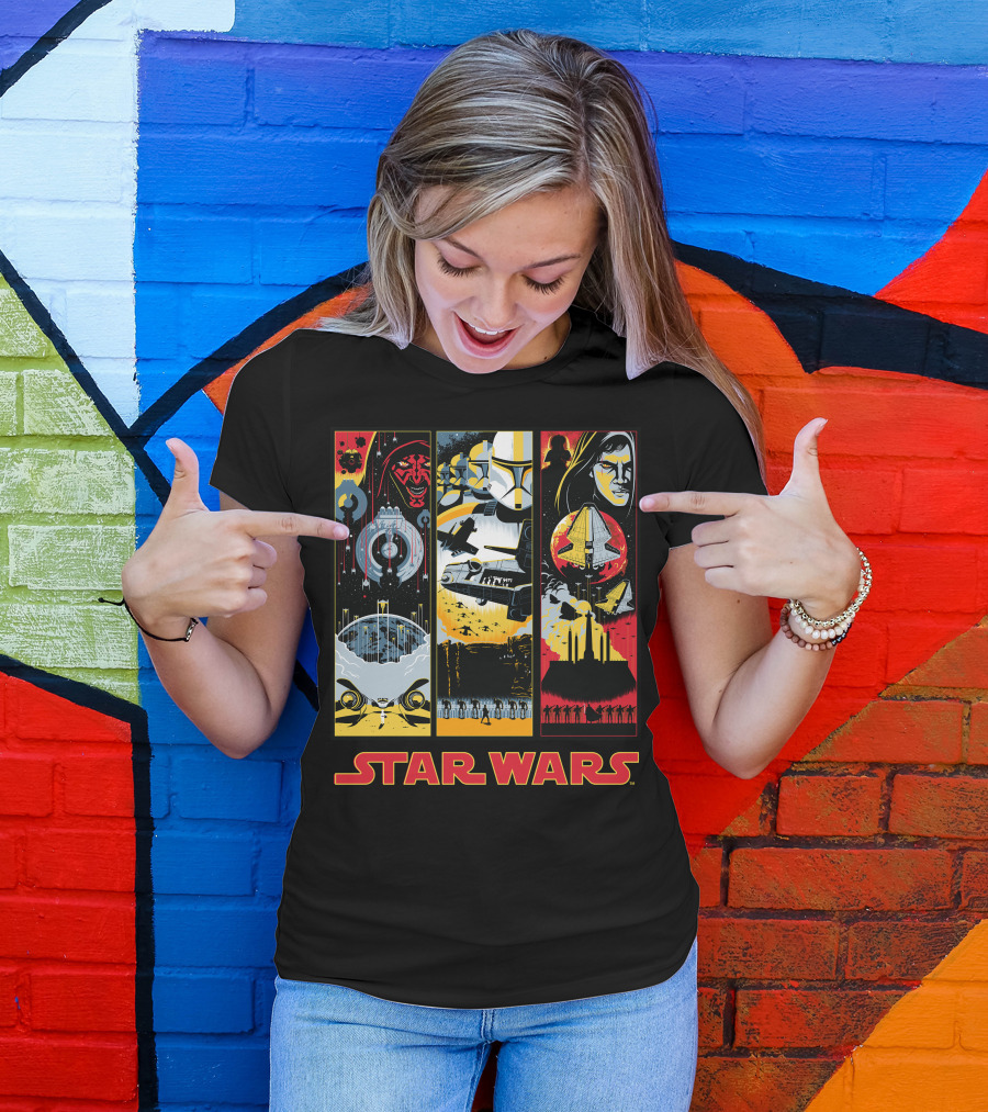 Star Wars Darth Maul Clone Trooper Anakin Panels T-Shirt