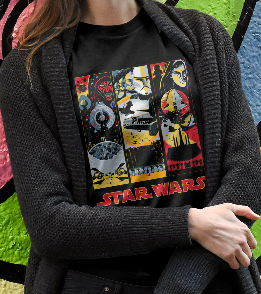 Star Wars Darth Maul Clone Trooper Anakin Panels T-Shirt