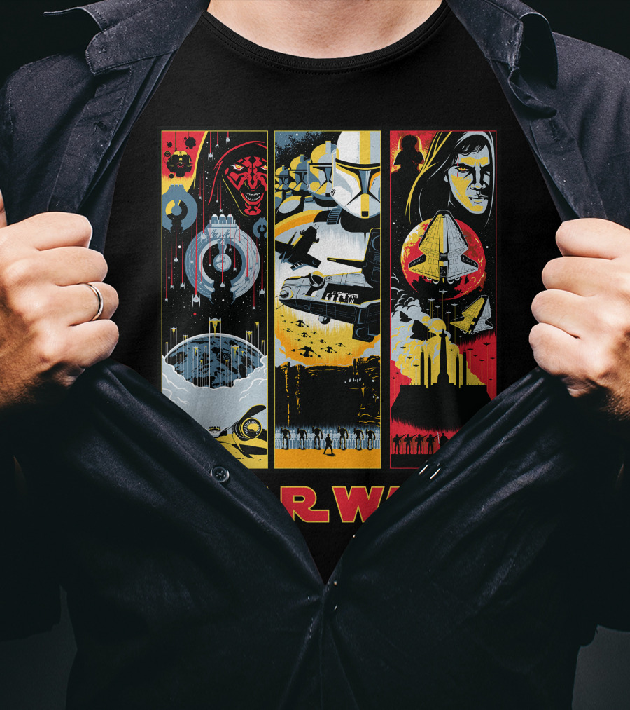 Star Wars Darth Maul Clone Trooper Anakin Panels T-Shirt