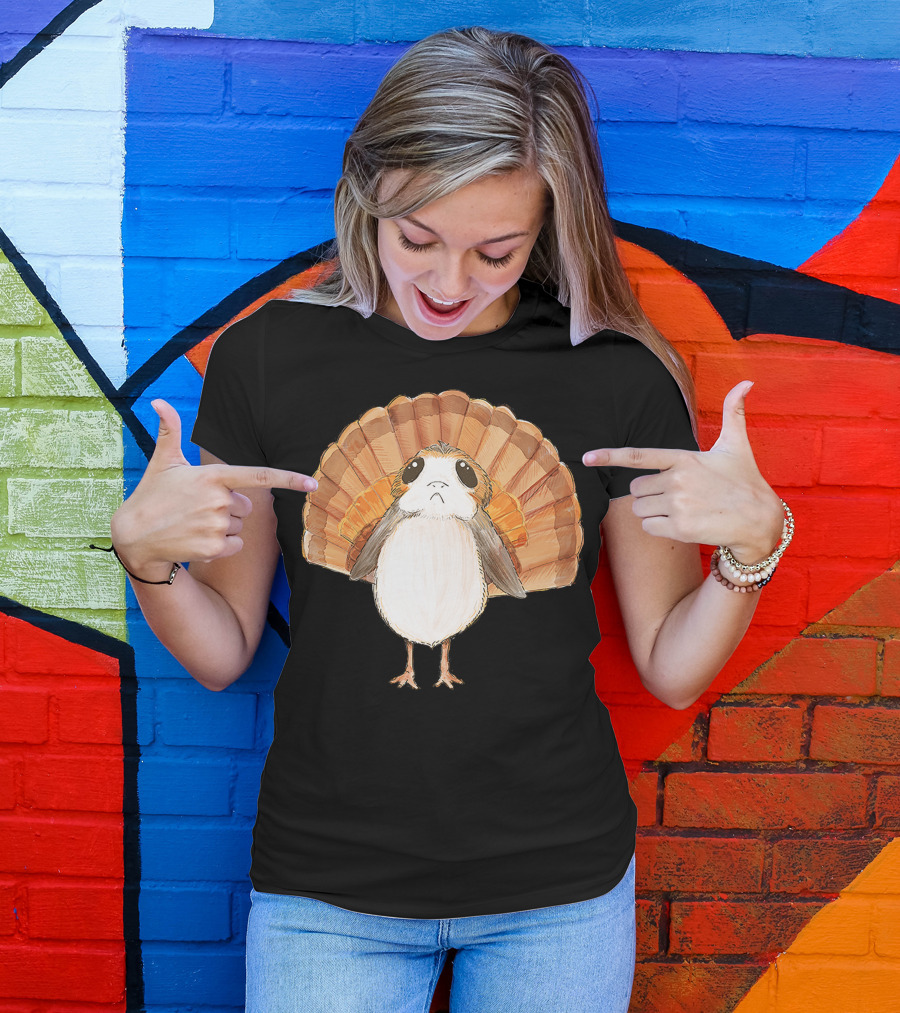 Star Wars Porg Turkey Thanksgiving Feathers T-Shirt